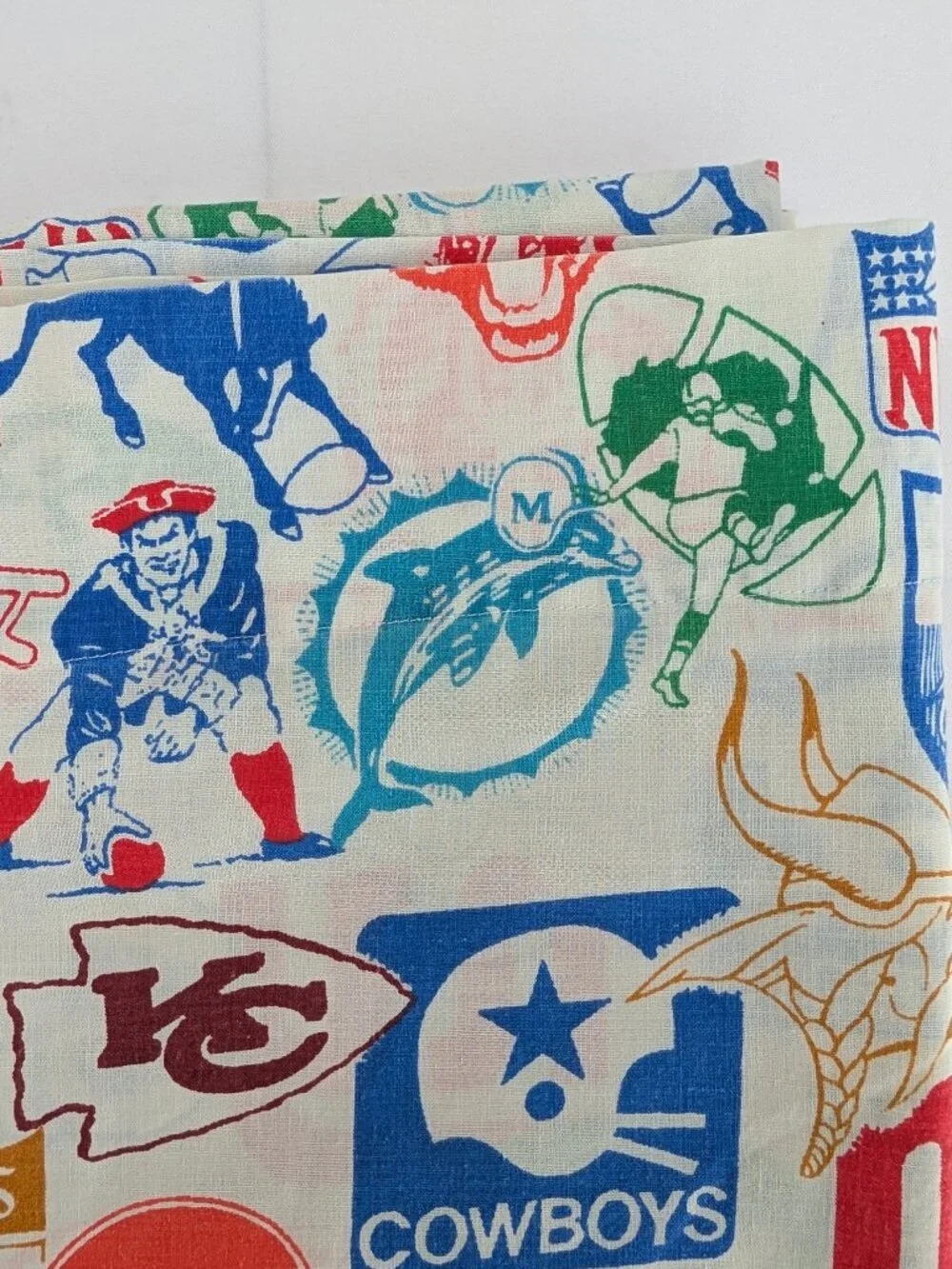 Vintage Fashion Manor NFL Teams Twin Flat Bed Sheet Muslin Penn Prest JCPenny